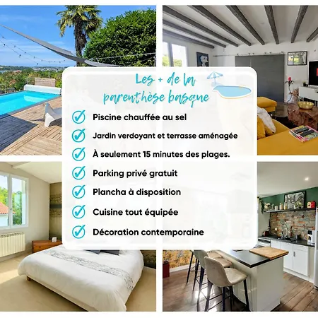 Parenthese Basque, Piscine Chauffee, 3 Chambres, Proche Biarritz, Vue Pyrenees Mouguerre